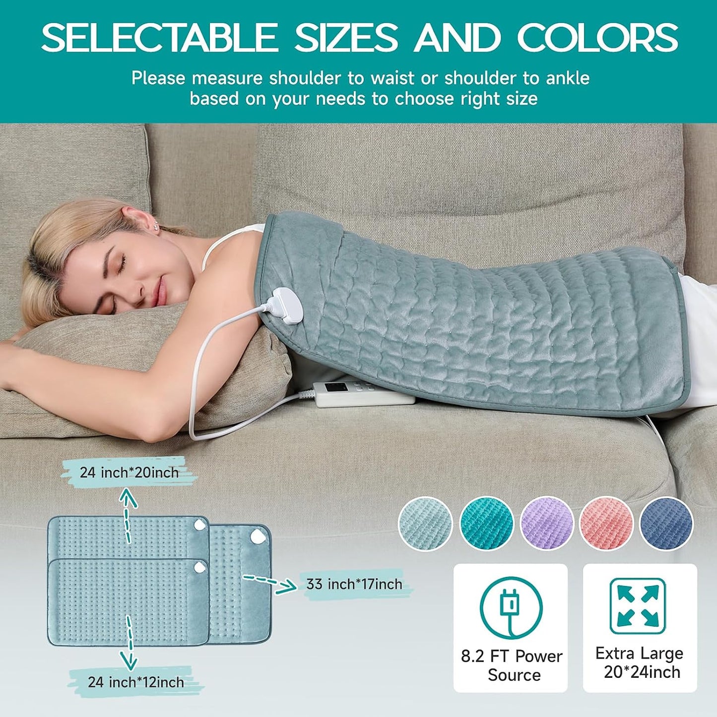 Heating Pad for Period Cramps, Heating Pad for Back/Neck/Shoulder Muscle Pain, 6 Heating & 4 Timer Setting, Auto Shut Off, Dry/Moist Heat & Machine Washable, Birthday Christma s Gifts for Women Mom