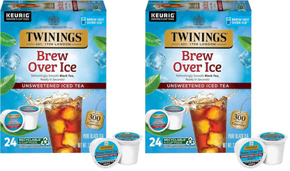 Twinings Iced Tea Unsweetened Black Tea K-Cup Pods for Keurig, Caffeinated, Refreshing, Smooth, Black Tea, 24 Count (Pack of 2)