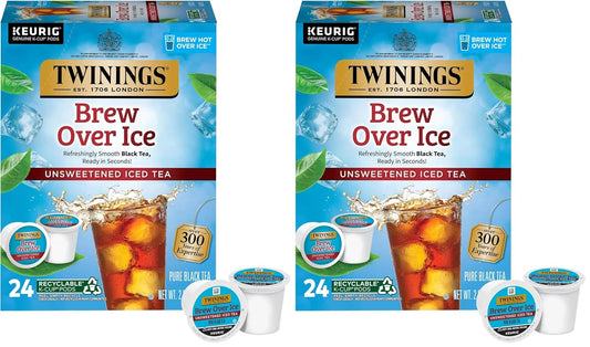 Twinings Iced Tea Unsweetened Black Tea K-Cup Pods for Keurig, Caffeinated, Refreshing, Smooth, Black Tea, 24 Count (Pack of 2)