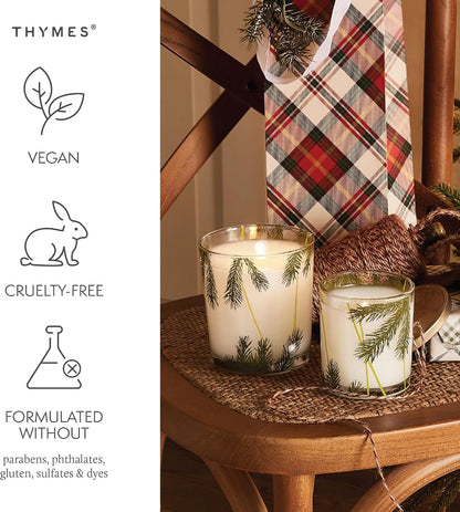 Thymes Frasier Fir Pine Needle Candle – Holiday Candles for Home Scented with Notes of Crisp Siberian Fir, Cedarwood & Sandalwood – Christmas Decor (6.5 oz)