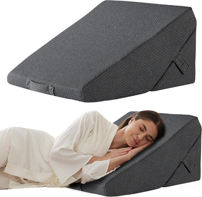 Bedluxe Wedge Pillow Headboard, 3PCS Orthopedic Bed Wedge Pillows Set for After Surgery, Adjustable Pillow Wedge for Acid Reflux&Back Pain Relief, Sleeping, Back Pillow for Bed Sitting Up, White/Grey