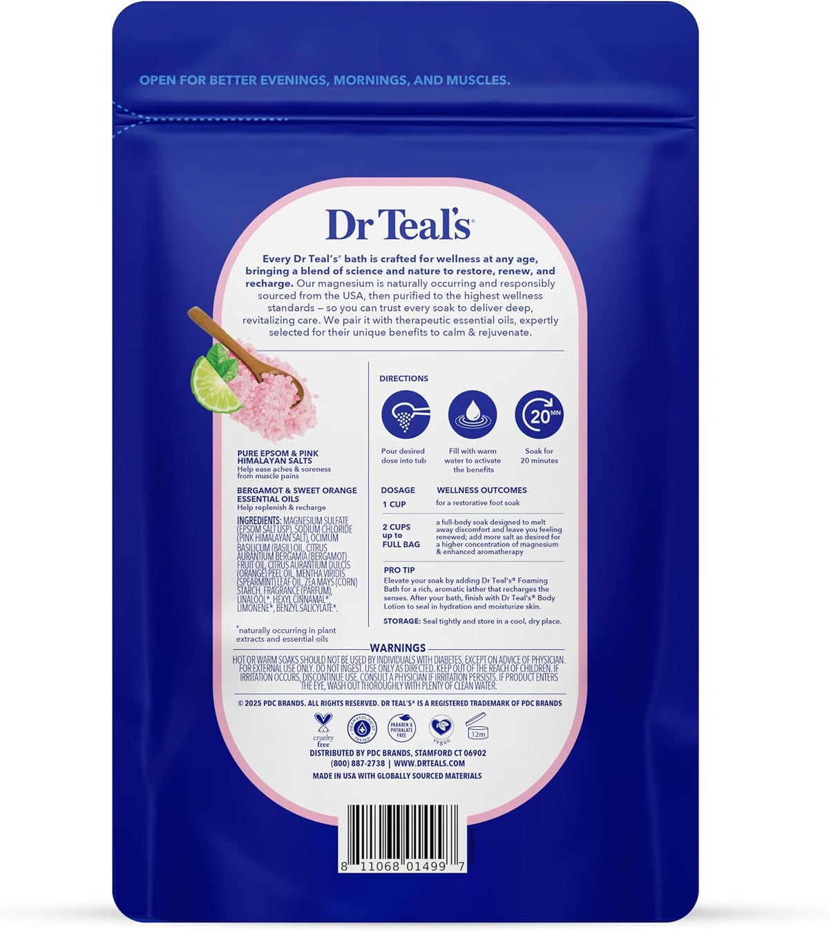 Dr Teal's Epsom Salt Magnesium Soak, Restore & Replenish with Pink Himalayan Salt, 3 lbs
