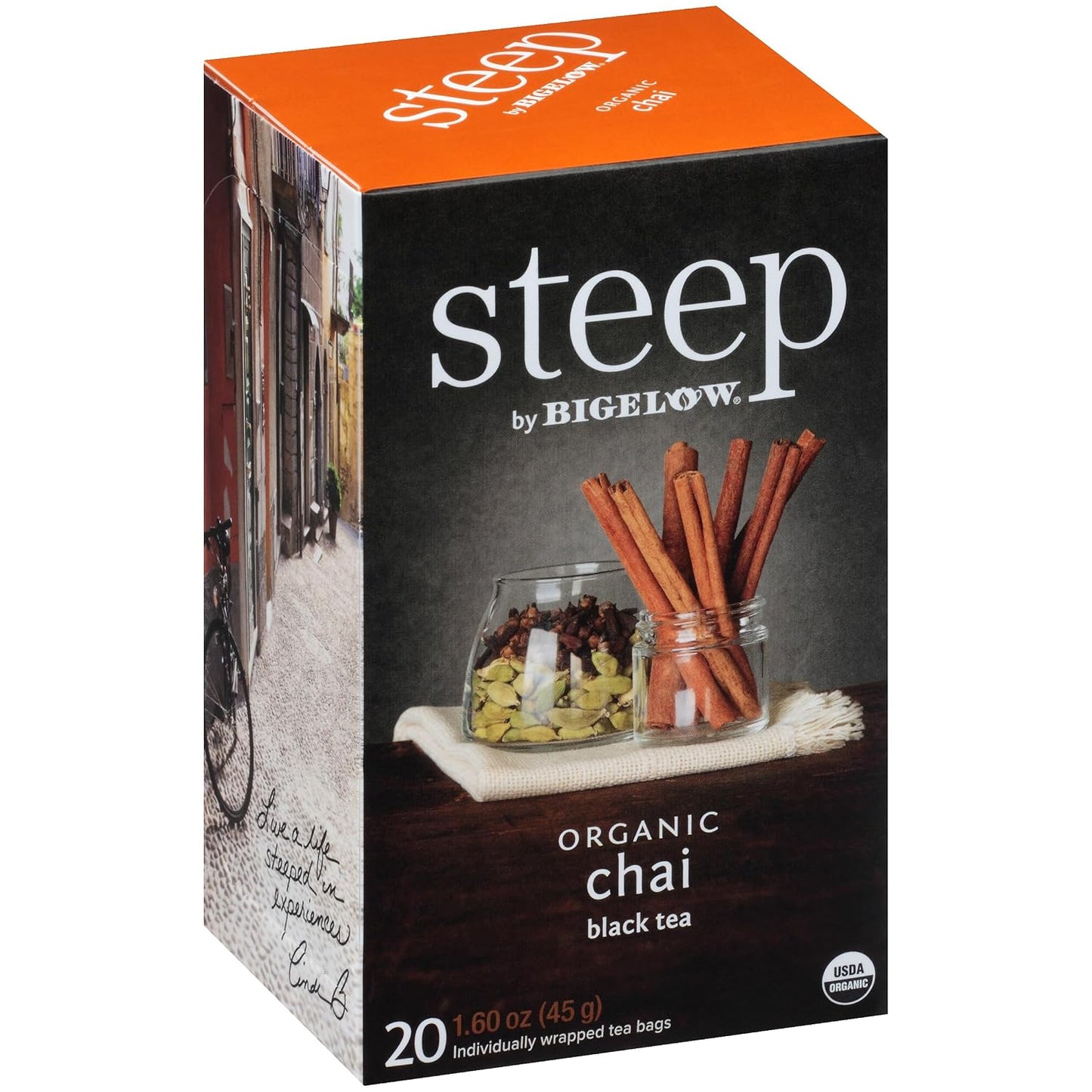 steep by Bigelow Organic Rooibos Hibiscus Herbal Tea, Caffeine Free, 20 Count (Pack of 6), 120 Total Tea Bags