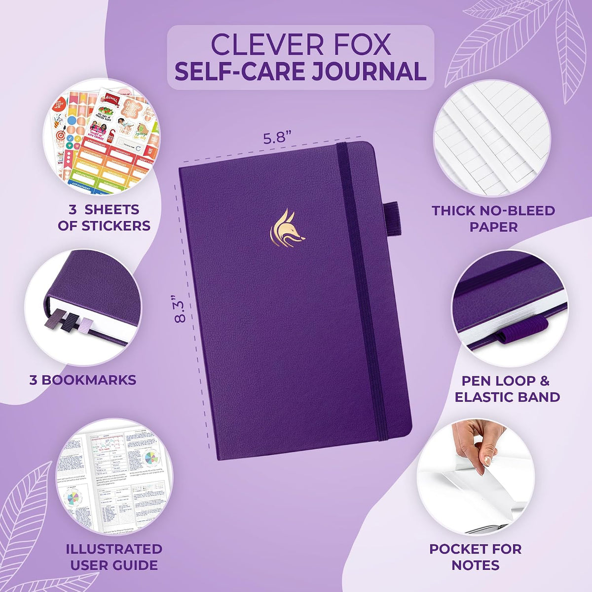 Clever Fox Self-Care Journal for Women, Daily Planner 5.8x8.3 Aquamarine