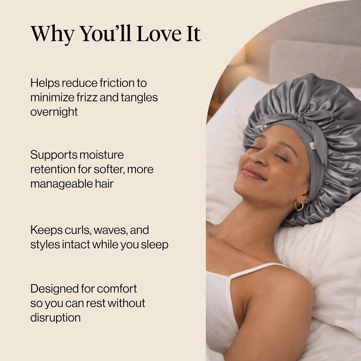 Kitsch XL Satin Bonnet for Sleeping - Softer Than Silk Bonnet For Sleeping Women - Secure Fit, Adjustable, Night Cap For Curly & Textured Hair - Prevents Breakage, Tangles & Thinning - Blush