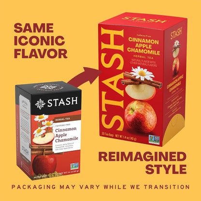 STASH Cinnamon Apple Chamomile Herbal Tea, 120 Bags (6 Boxes of 20), Caffeine Free