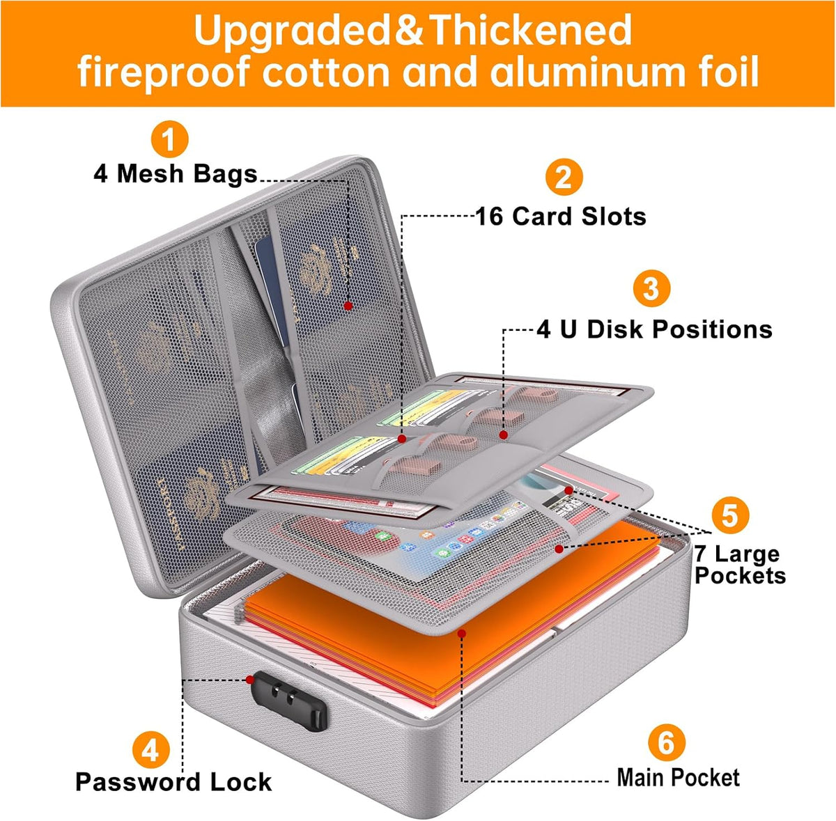 DocSafe 5200°F Fireproof Document Organizer Box with Lock, Heat Insulated