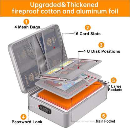 DocSafe 5200°F Fireproof Document Organizer Box with Lock, Heat Insulated