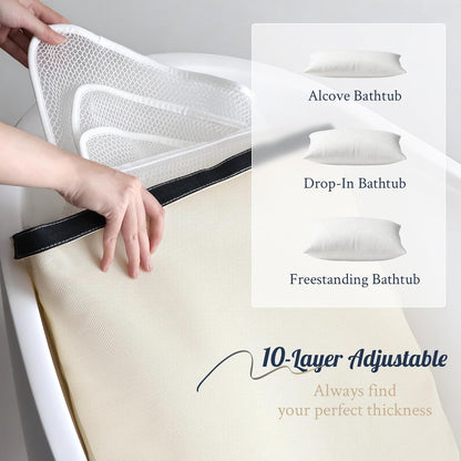 Luxury Bathtub Pillow, Skin-Friendly Cushion, Support Back, Neck & Head, Non-Slip, Adjustable Thickness Fits All Tub, Washable & Quick-Drying - Gift for Christmas Birthday Mother’s Day