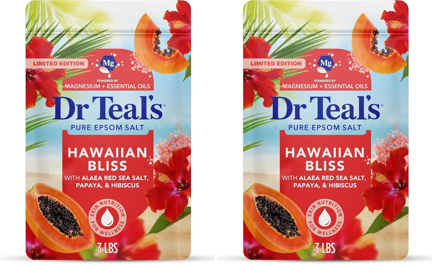 Dr Teal's Epsom Salt Magnesium Soak, Limited Edition Hawaiian Bliss, 3 lbs