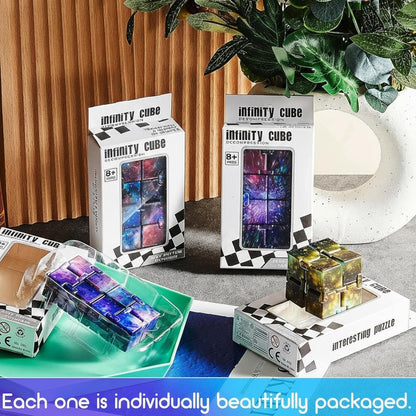 Skylety Cube Anxiety Relief Toy Hand Held Magic Sensory Stress Cube Toy for Adults Relieve Stress Christmas Party Favors(4 Pcs,Starry)