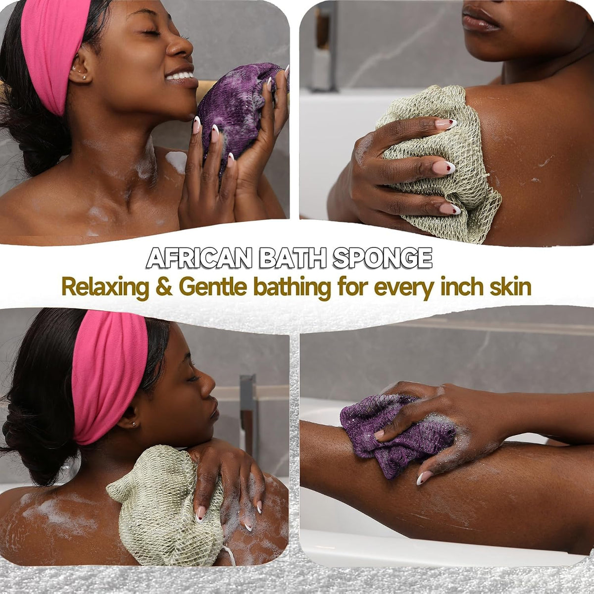 SubSahara African Net Sponge, 2 Pack 45-Inch Exfoliating Bath Scrubber