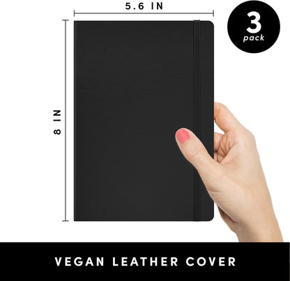PAPERAGE Lined Journal Notebook, Hardcover Journal for Women & Men, 160 Pages, (5.6 in x 8 in), College Ruled Journaling Notebook for Work, School Supplies & Note Taking, (Black)