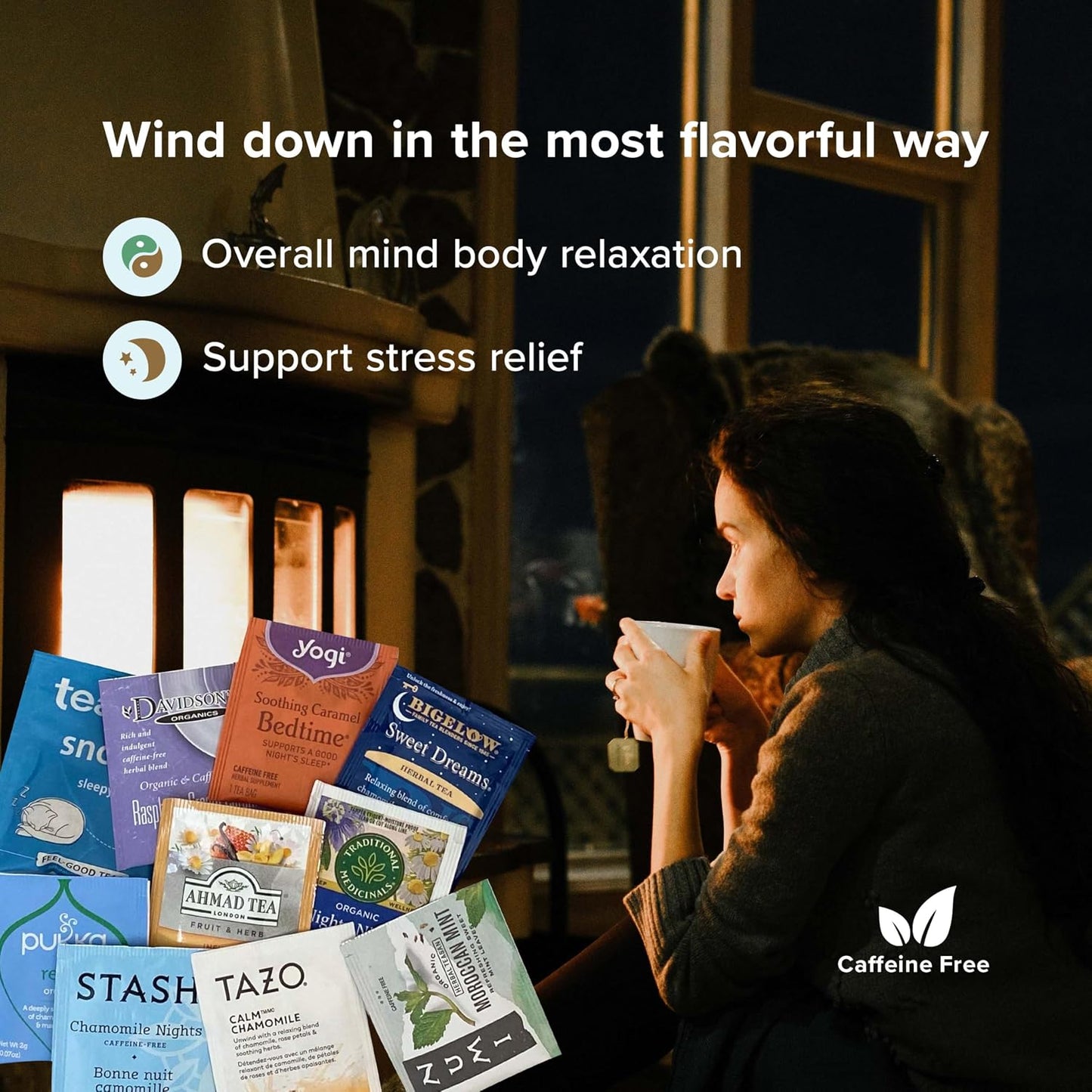 Sippingly Night Time Tea Sampler – 40 Herbal Teas – 10 Flavors from Top Brands – Chamomile, Lavender, Passionflower – Perfect Relaxation & Calm Support – Ideal Wellness Gift – Kosher, Gluten-Free