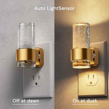 L LOHAS LED Night Lights Plug into wall, Amber Night Light with Adjustable Brightness, Plug in NightLight with Auto Light Sensor, Wall Sconce-Style Design Night Light for Bathroom,Hallway, 2 Pack