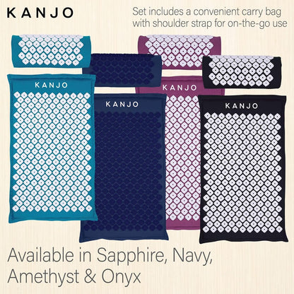 Kanjo Acupressure Mat and Pillow Set for Back Pain Relief & Neck Pain Relief, with Pressure Points for Muscle Pain Relief with Travel Bag - Black XL