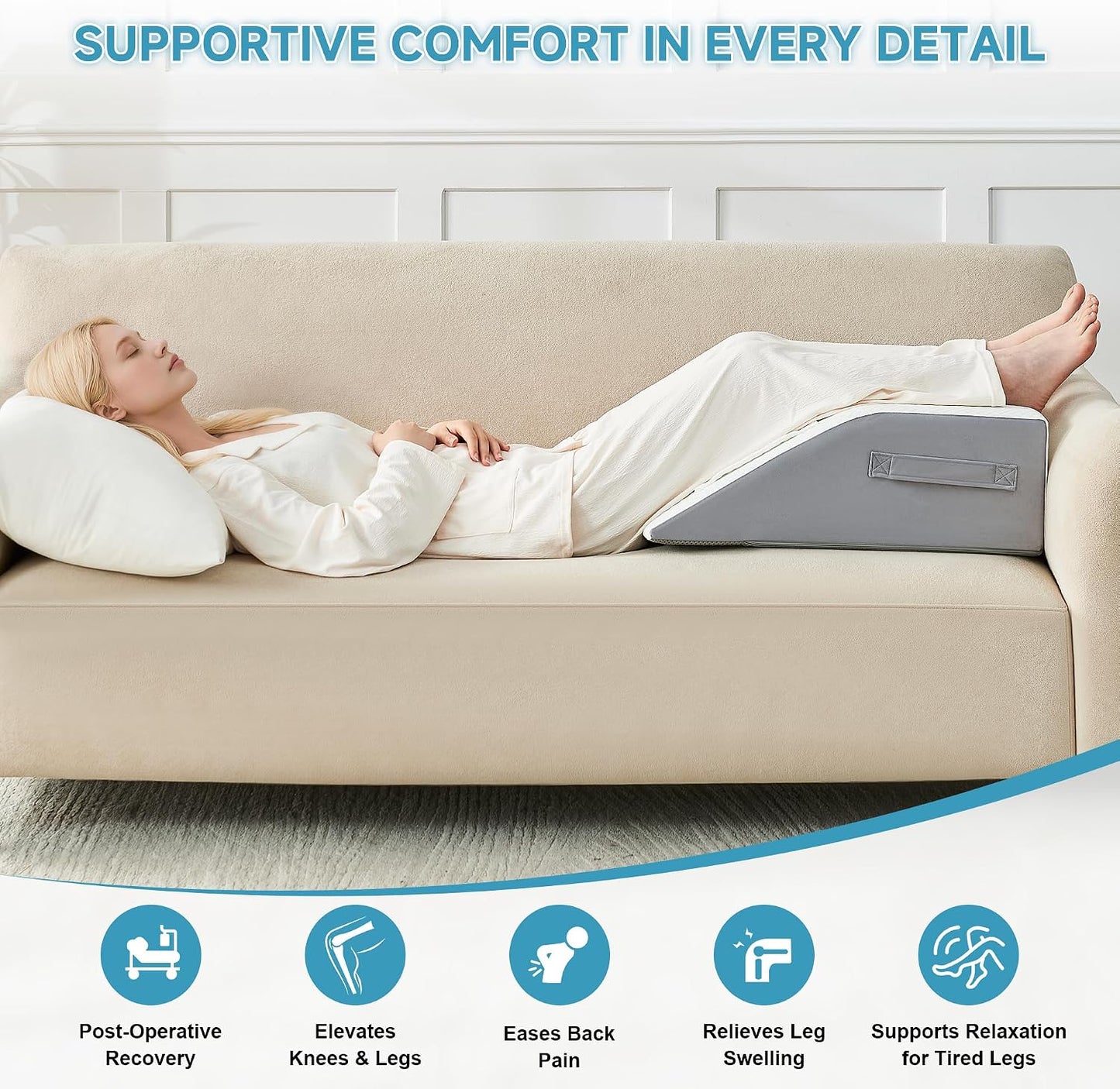 Yojoker 4PCS Orthopedic Bed Wedge Pillow Set for Sleeping, Post Surgery Foam Pillow for Body, Back and Leg Pain Relief, Triangle Adjustable Support Pillow - Acid Reflux, Anti Snoring & GERD Sleeping