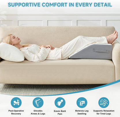 Yojoker 4PCS Orthopedic Bed Wedge Pillow Set for Sleeping, Post Surgery Foam Pillow for Body, Back and Leg Pain Relief, Triangle Adjustable Support Pillow - Acid Reflux, Anti Snoring & GERD Sleeping