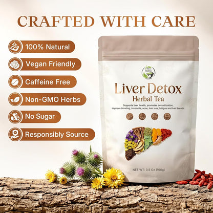 Vital Tea Liver Detox Herbal Tea, Liver Cleanse Detox Tea Blend with Milk Thistle, Dandelion Root, Chrysanthemum Natural Loose Leaf Tea for Liver Health, Caffeine-Free