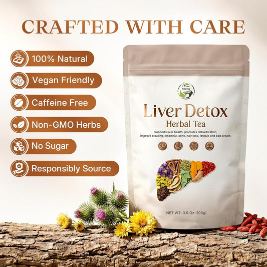 Vital Tea Liver Detox Herbal Tea, Liver Cleanse Detox Tea Blend with Milk Thistle, Dandelion Root, Chrysanthemum Natural Loose Leaf Tea for Liver Health, Caffeine-Free