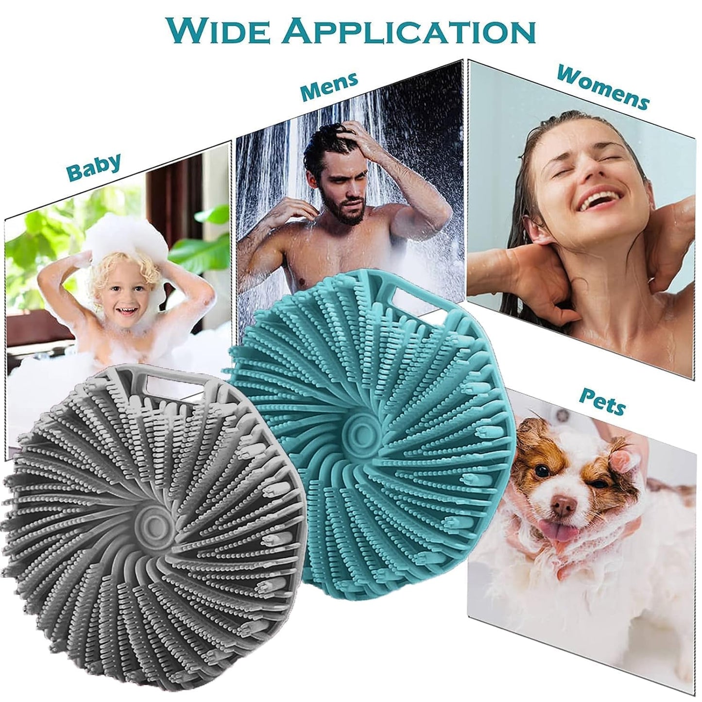 Silicone Body Scrubber – Dual-Sided Silicone Loofah for Shower, Set of 2 Soft Exfoliating Body Bath Shower Scrubber Loofah Brush Easy-to-Clean for Sensitive Kids Women Men All Kinds of Skin