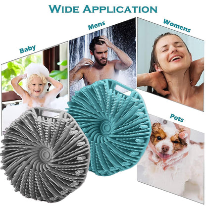 Silicone Body Scrubber – Dual-Sided Silicone Loofah for Shower, Set of 2 Soft Exfoliating Body Bath Shower Scrubber Loofah Brush Easy-to-Clean for Sensitive Kids Women Men All Kinds of Skin