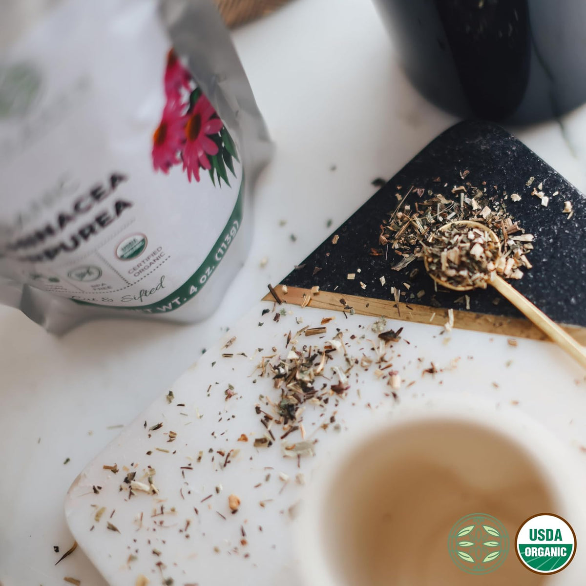 Organic Echinacea Purpurea 4 oz. (113g), USDA Certified Dried Echinacea Tea, Premium Quality Herb, Purple Coneflower, Cut & Sifted