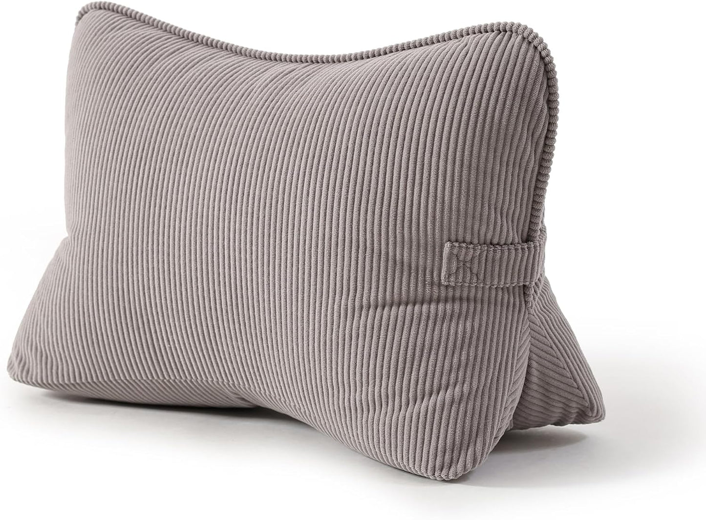 Pat. Pend. Corduroy Lumbar Support Back Pillow for Watching TV, Reading & Gaming, Ergonomic Triangle Support Cushion for Sofa, Armchair & Bed Sitting, Removable Washable Cover, Beige Gray