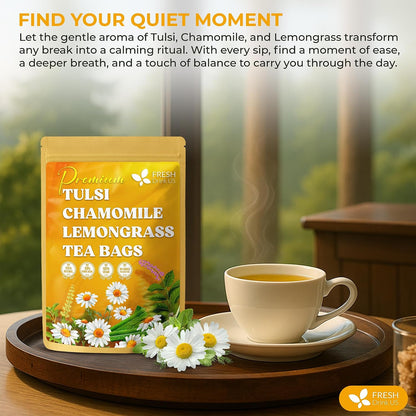 FreshDrinkUS, Premium Tulsi Chamomile Herbal Tea, 135 Bags, Caffeine Free