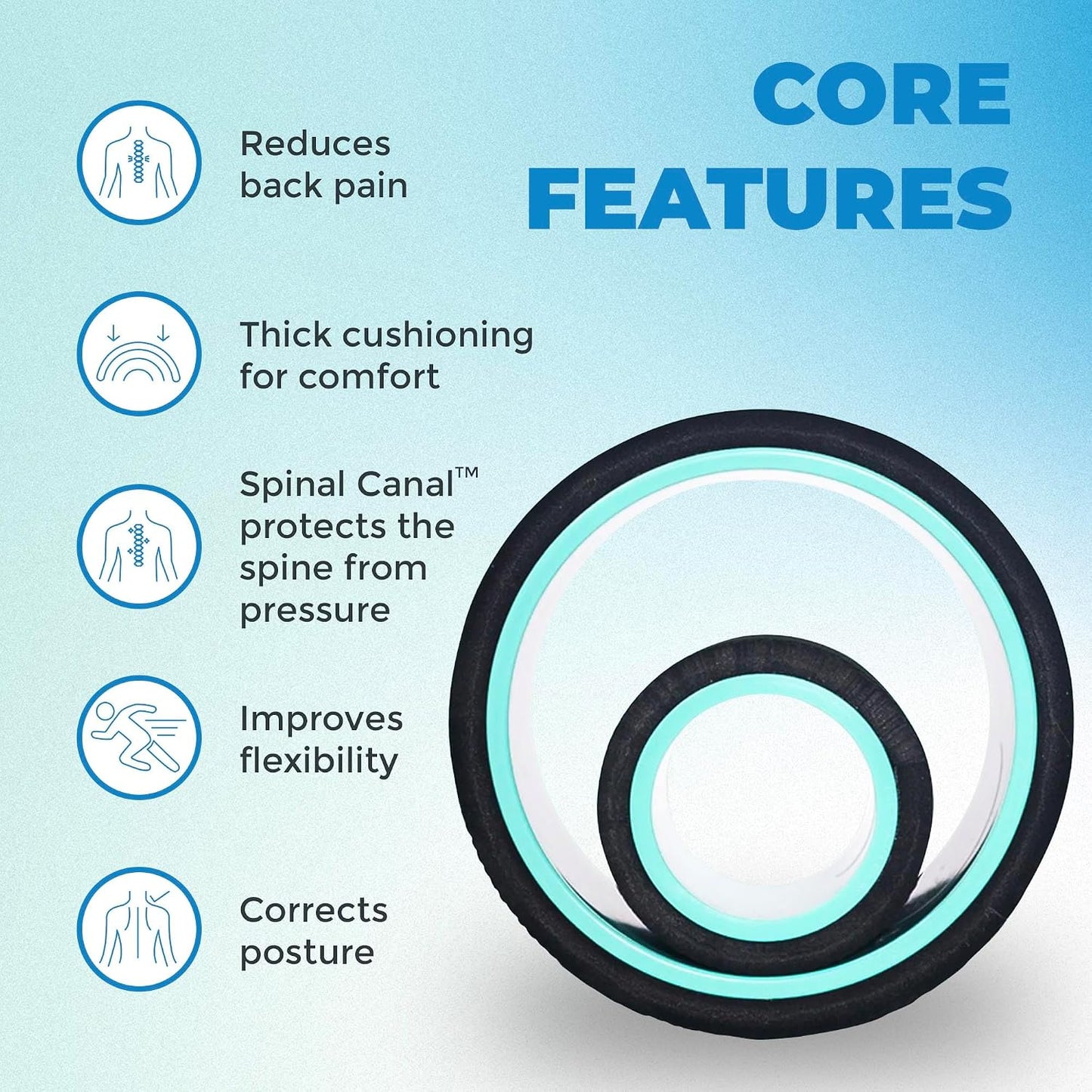 Chirp Wheel Foam Roller - Targeted Back & Neck Pain Relief, Muscle Massage, Trigger Point Therapy, High-Density Foam Tool for Physical Therapy, Stretching & Exercise, 500lbs Capacity, 12-Inch Mint