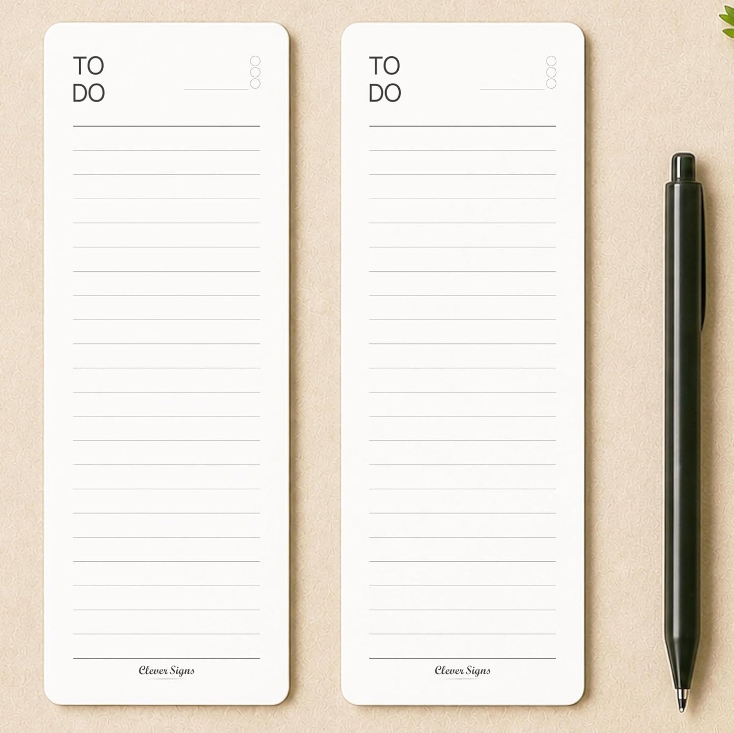 Skinny To Do List Notepad 4 Pack, 2.9" x 8.3", 50 Sheets Each, Undated Daily To Do Planner with Deadline Column, Thick Premium Paper, Cardboard Backing, Minimalist Checklist Memo Pad for Home, Office & School