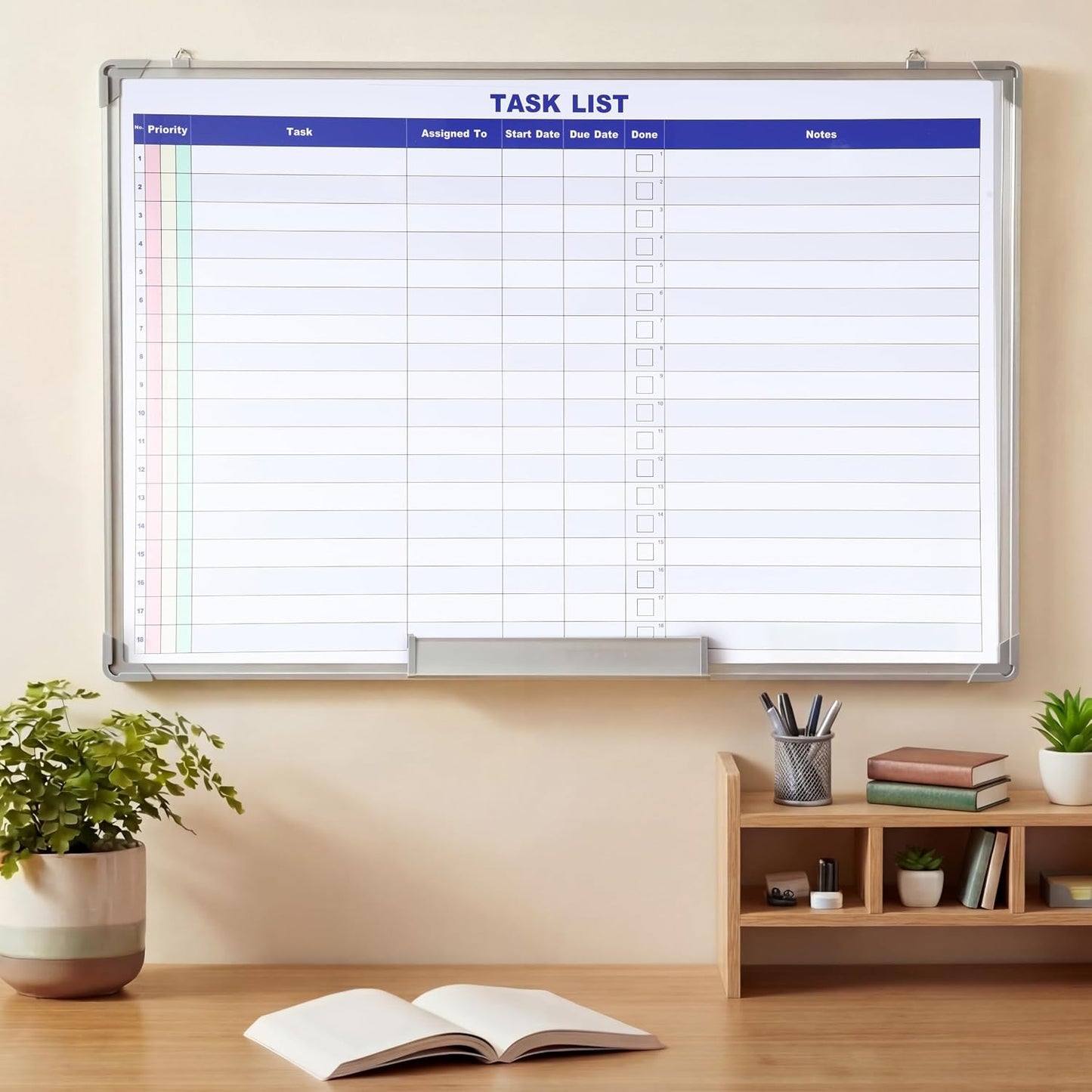 Lincia Double Sided Magnetic Maintenance Task Whiteboard Large Dry Erase 36 x 24 Inch Erasable Task Planner White Board for Wall Employee Assignment Tracker for Office Managing and Tracking Tasks