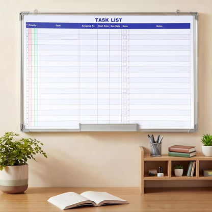 Lincia Double Sided Magnetic Maintenance Task Whiteboard Large Dry Erase 36 x 24 Inch Erasable Task Planner White Board for Wall Employee Assignment Tracker for Office Managing and Tracking Tasks