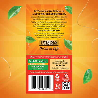 Twinings Decaffeinated English Breakfast Black Tea Bags, 20 CT Box (6 Pack)
