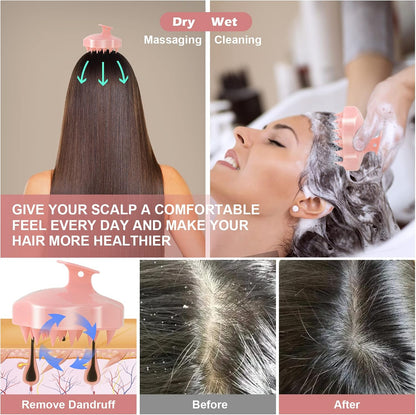 URTHEONE Soft Silicone Hair Scalp Massager Shampoo Brush for Wet Dry Oily Curly Straight Thick Thin Rough Long Short Natural Men Women Kids Pets Hair Care Tools（Pink