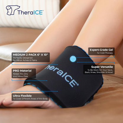 TheraICE PROpack Ice Pack for Injuries, Reusable Soft Multipurpose Cold Gel Ice Pack for Muscular Back Pain, Shoulder, Hip, Knee - Flexible Cold Compress Wrap for Minor Aches & Pains - 9 x 12