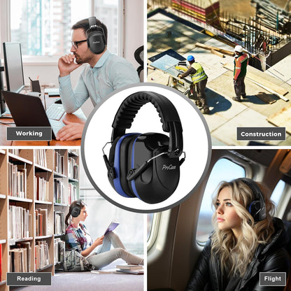 ProCase NRR 28dB Noise Reduction Ear Muffs, Foldable Adjustable Passive Noise Cancelling Headphones for Adults Kids Autism, Hearing Protection for Shooting, Construction, Mowing, Studying -Black - Colors A