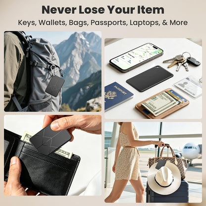 Wallet Tracker Card for iOS & Android - Ultra-Thin Credit Card Size Tracker Card, Works with Apple Find My & Google Find Hub, IP65 Waterproof & Wireless Charging for Wallet/Luggage/Passport