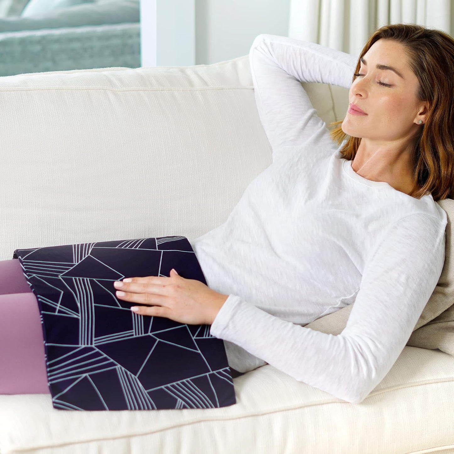 Pure Enrichment PureRelief Express Designer Series Electric Heating Pad - 12” x 15” Fast-Heating with 4 Heat Settings, Machine-Washable Fabric, & 2-Hour Auto Safety Shut-Off - Cerulean Diamond