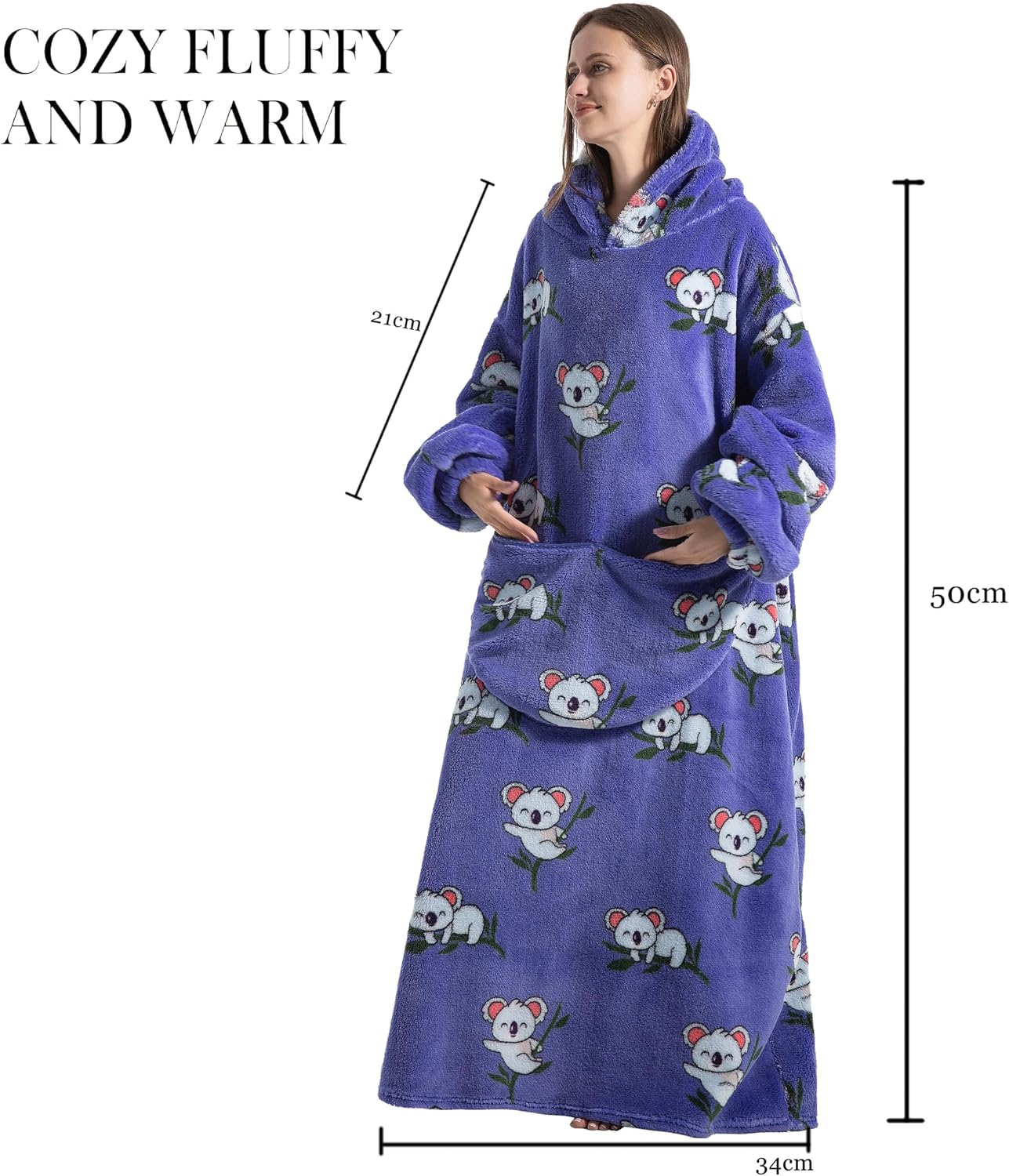 Capecage Blanket Hoodie, Long Hooded Blanket Sweatshirt as Birthday Gifts for Women Men, Long Wearable Blanket for Women Men.