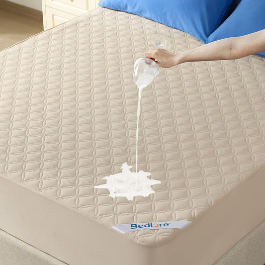 BEDLORE Waterproof Mattress Protector, Noiseless King Size Mattress Pad with Deep Pocket Fitted Up to 6-18 inches, Soft Breathable Dirt-Proof Bed Mattress Cover Washable for Bedroom, Hotel (Gray)