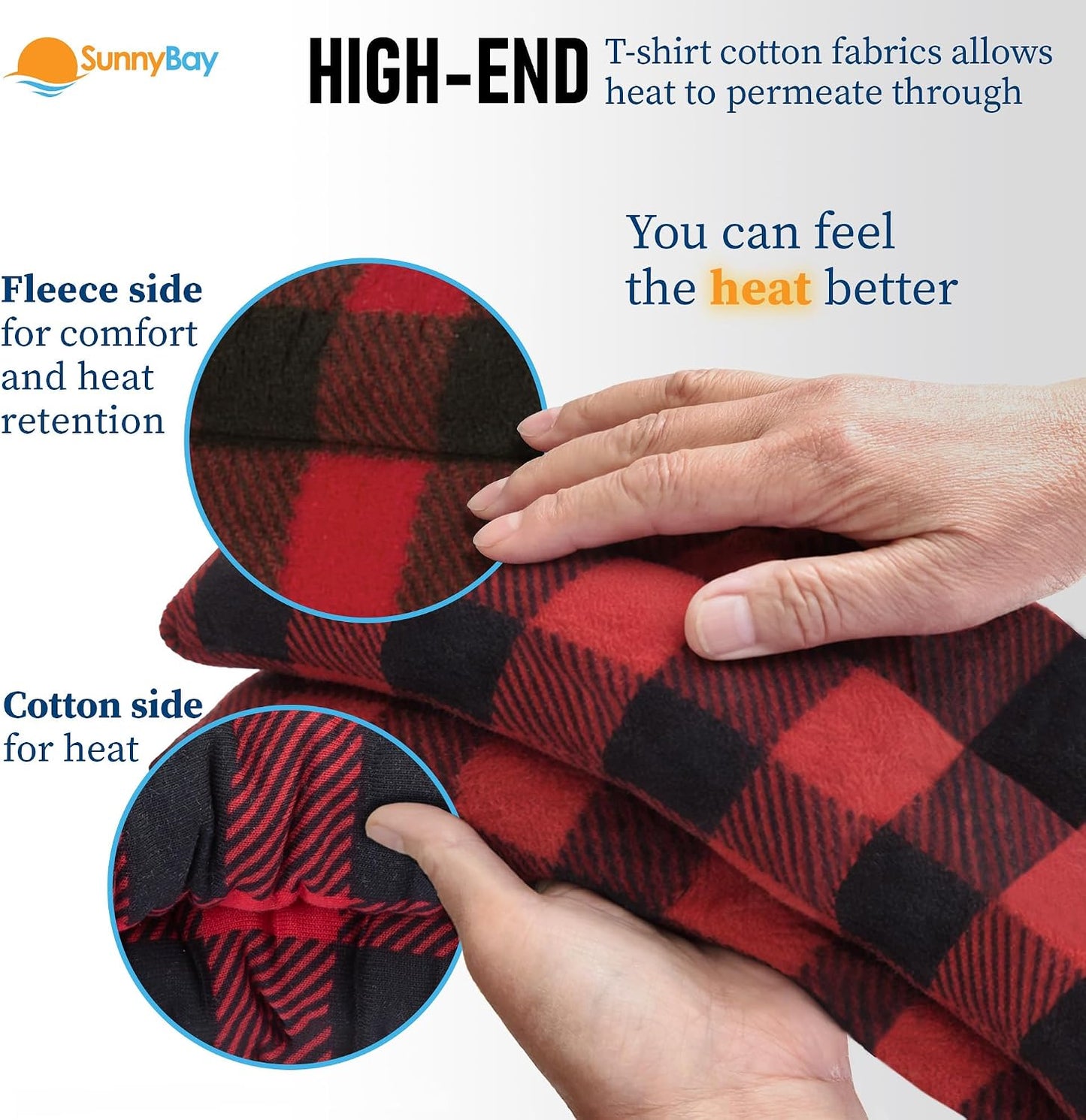 SunnyBay Microwavable Heating Pad for Neck and Shoulder, Heated Neck Wrap, Microwave Heat Pad, Weighted Beanbag Moist Hot or Cold Compress, 2.2 lbs, 26x4 Inches, Navy Blue