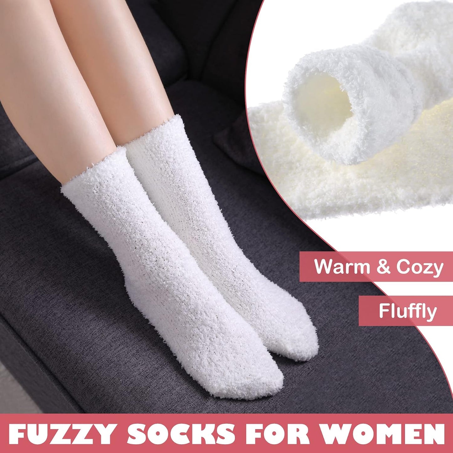 LINEMIN Womens Fuzzy Socks Cozy Fluffy Winter Warm Slipper Socks Microfiber Soft Home Sleeping Socks