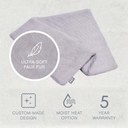 Pure Enrichment PureRadiance Luxury Heating Pad for Cramps, Back, Neck, & Shoulder Pain Relief, Patented Design, Soft Faux Fur & Micromink, 6 Heat Settings, Machine Washable, 12”x24” (Golden Sands)