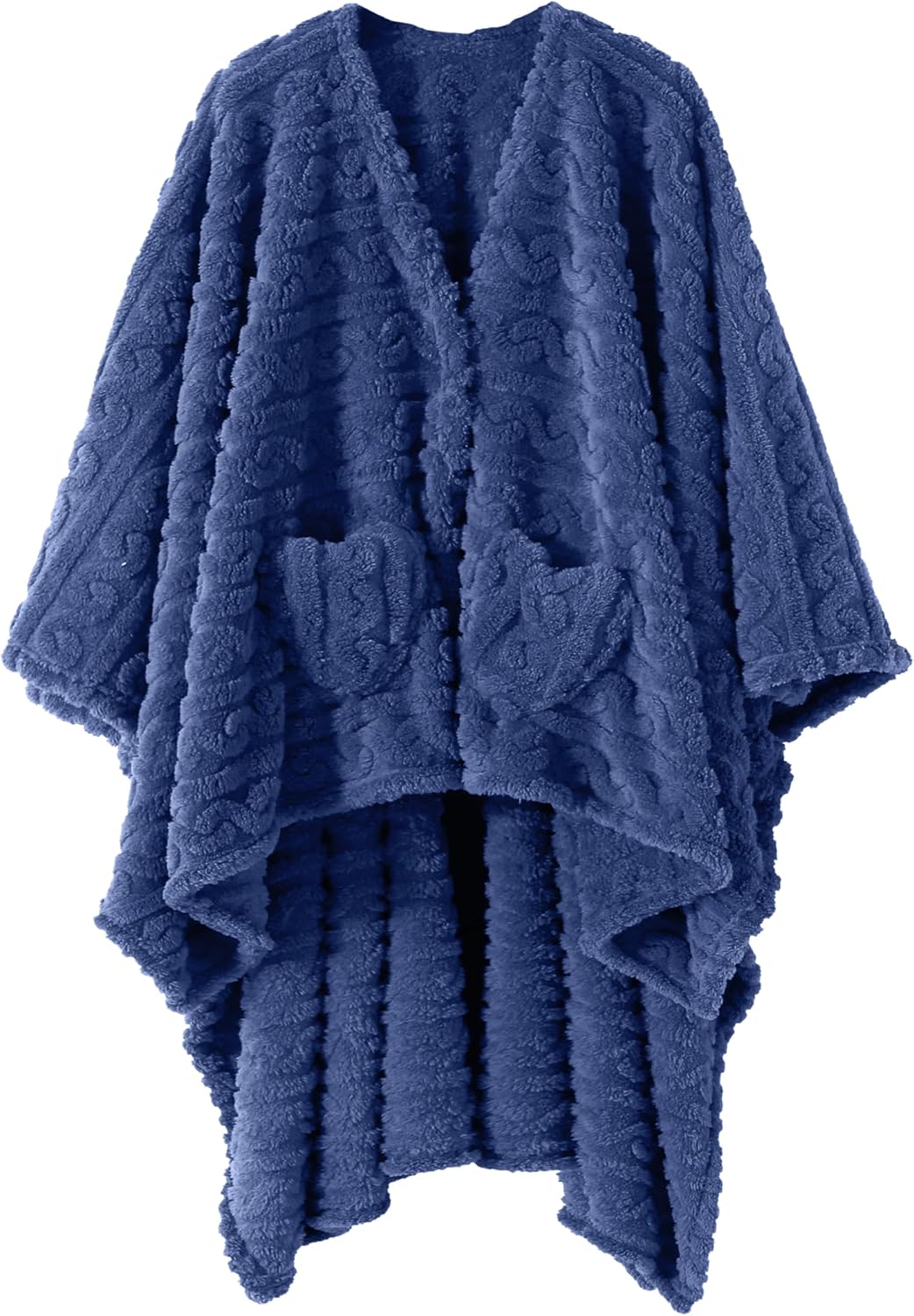 Wearable Blanket Poncho Cape Wrap for Adult, Cozy Sherpa Fleece Pocketed Shawl TV Throw Blankets for Office and Lounge(Purple,58'' x 64'')