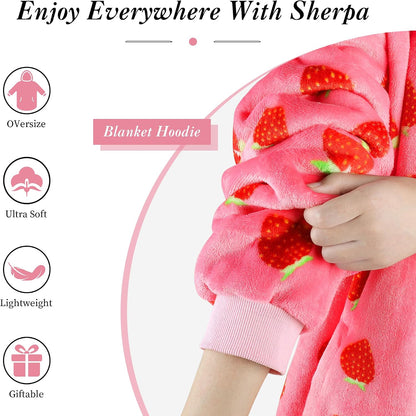 AmyHomie Wearable Blanket Hoodie for Adults & Teens,Oversized Sherpa Hooded Blanket,Warm Cozy Blanket Sweatshirt as Christmas Birthday Gifts for Women Men