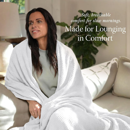 Threadmill Travel Blanket Cotton Viscose from Bamboo - Airplane Premium Soft Flight Grey Throw Blanket in Cloth Bag (Grey Color) Compact & Portable Blanket for Travel, Car, Picnic & Camping