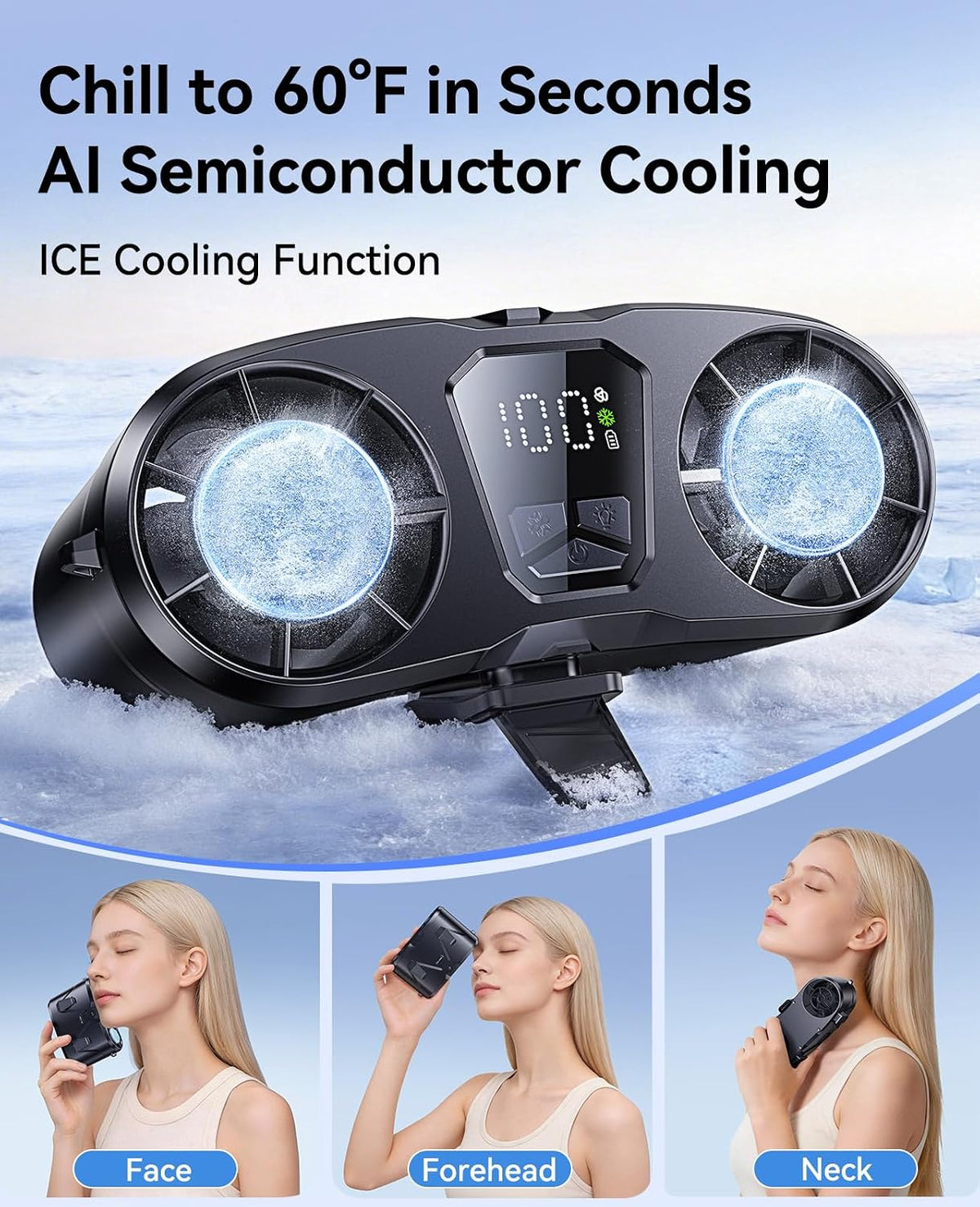 KIMMOO Portable Waist Fan, Dual-Motor with Ice Cooling, 10000mAh Battery