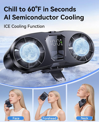 KIMMOO Portable Waist Fan, Dual-Motor with Ice Cooling, 10000mAh Battery