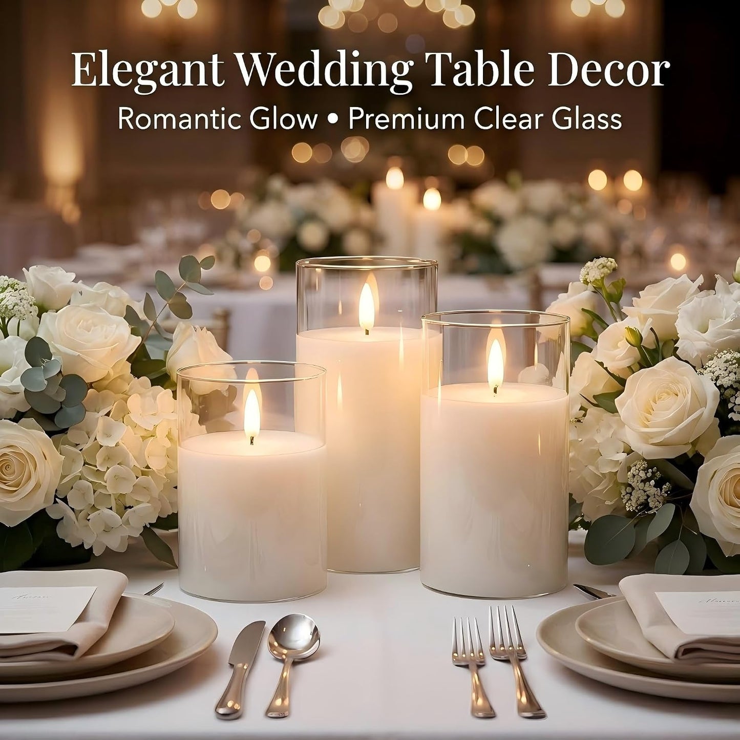 ANGELLOONG Flickering Flameless Candles, Realistic Battery Operated Candles with Remote and Timer, Set of 3 LED Candles for Fall Room Home Wedding Decor Centerpieces Table Party Christmas Decorations